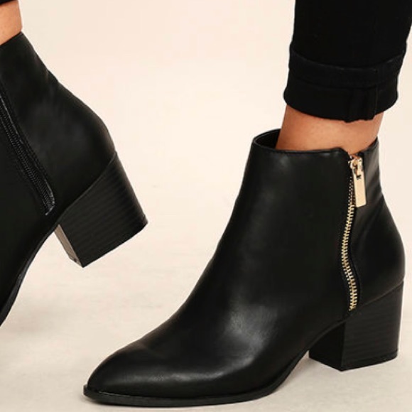 illusion black pointed ankle booties